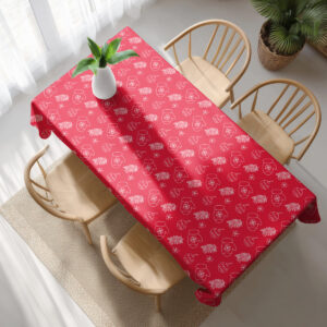 klasyczny obrus świąteczny czerwony z zimowym wzorem