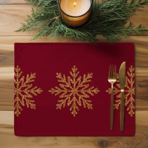 podkładka na stół bordowa ze złotym motywem zimowym