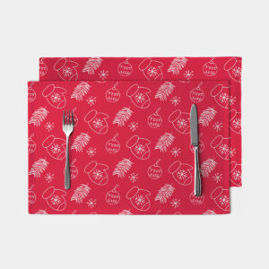 czerwona świąteczna podkładka stołowa z białym wzorem