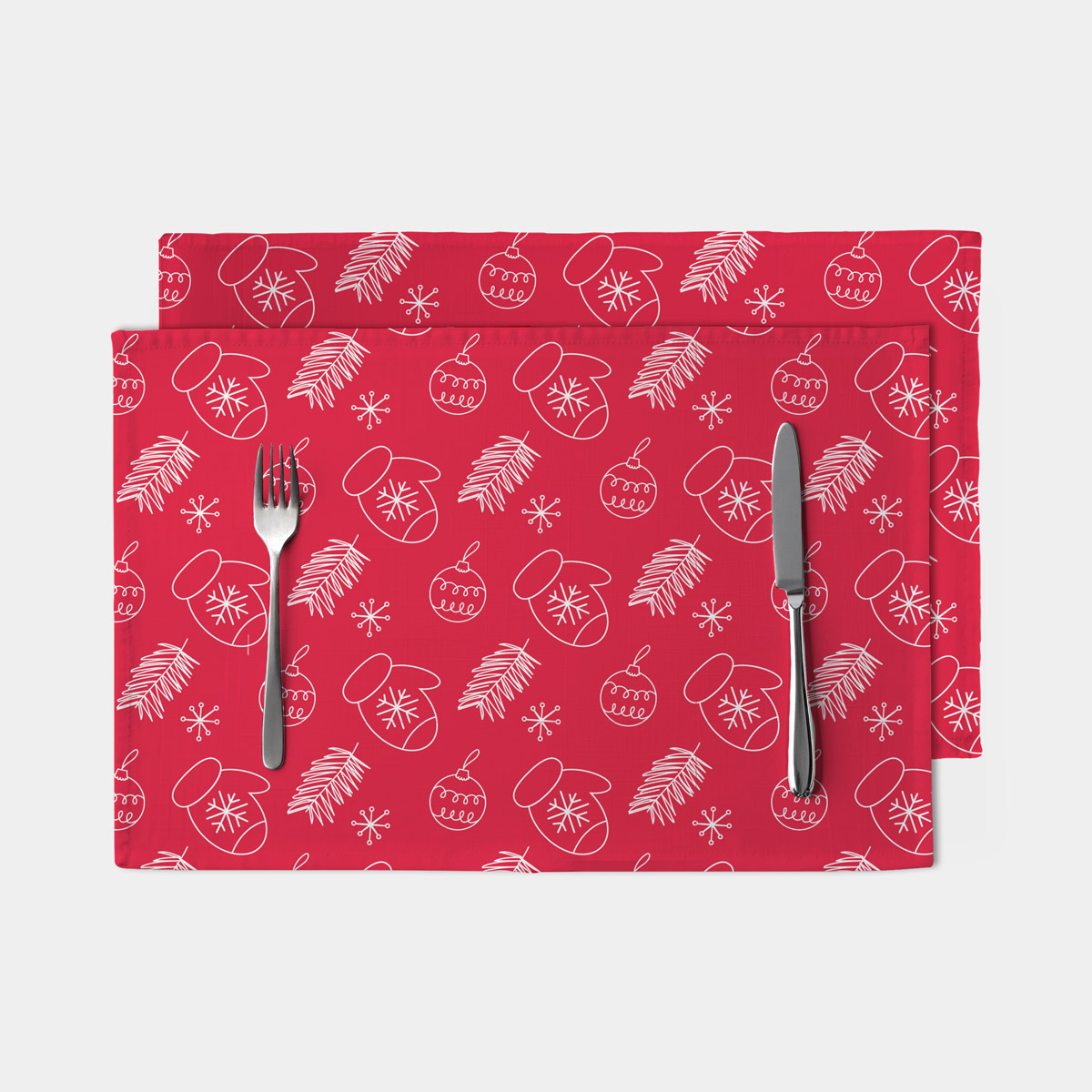 czerwona świąteczna podkładka stołowa z białym wzorem