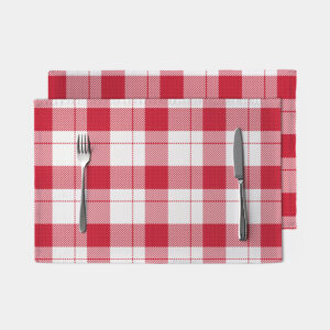 czerwona podkładka stołowa w białą kratę
