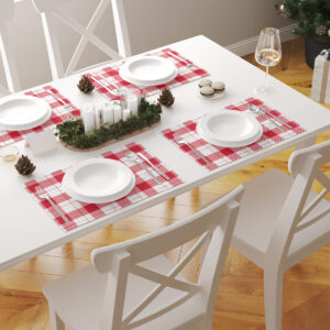 świąteczna podkładka stołowa w czerwono-białym wzorze