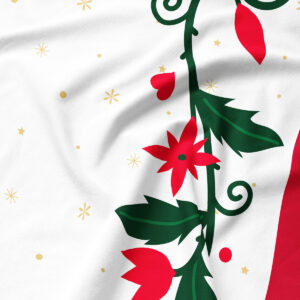 biała podkładka stołowa ze złotymi gwiazdkami