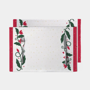 podkładka świąteczna z zielonymi gałązkami i czerwonymi jagodami