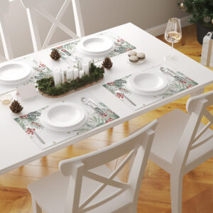 plamoodporna podkładka na stół z roślinnym wzorem i złotymi gwiazdkami