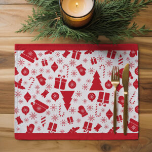 świąteczna podkładka z czerwonym wzorem