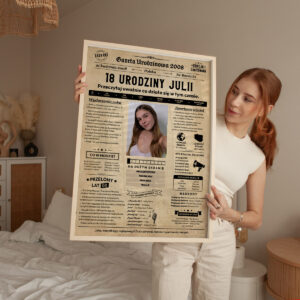 Personalizowany plakat w stylu gazety na 18 urodziny – prezent urodzinowy