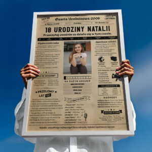Personalizowany plakat w stylu gazety na 18 urodziny – prezent urodzinowy