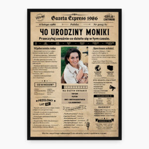 Personalizowany Plakat Gazeta Urodzinowa - Prezent na 40 Urodziny