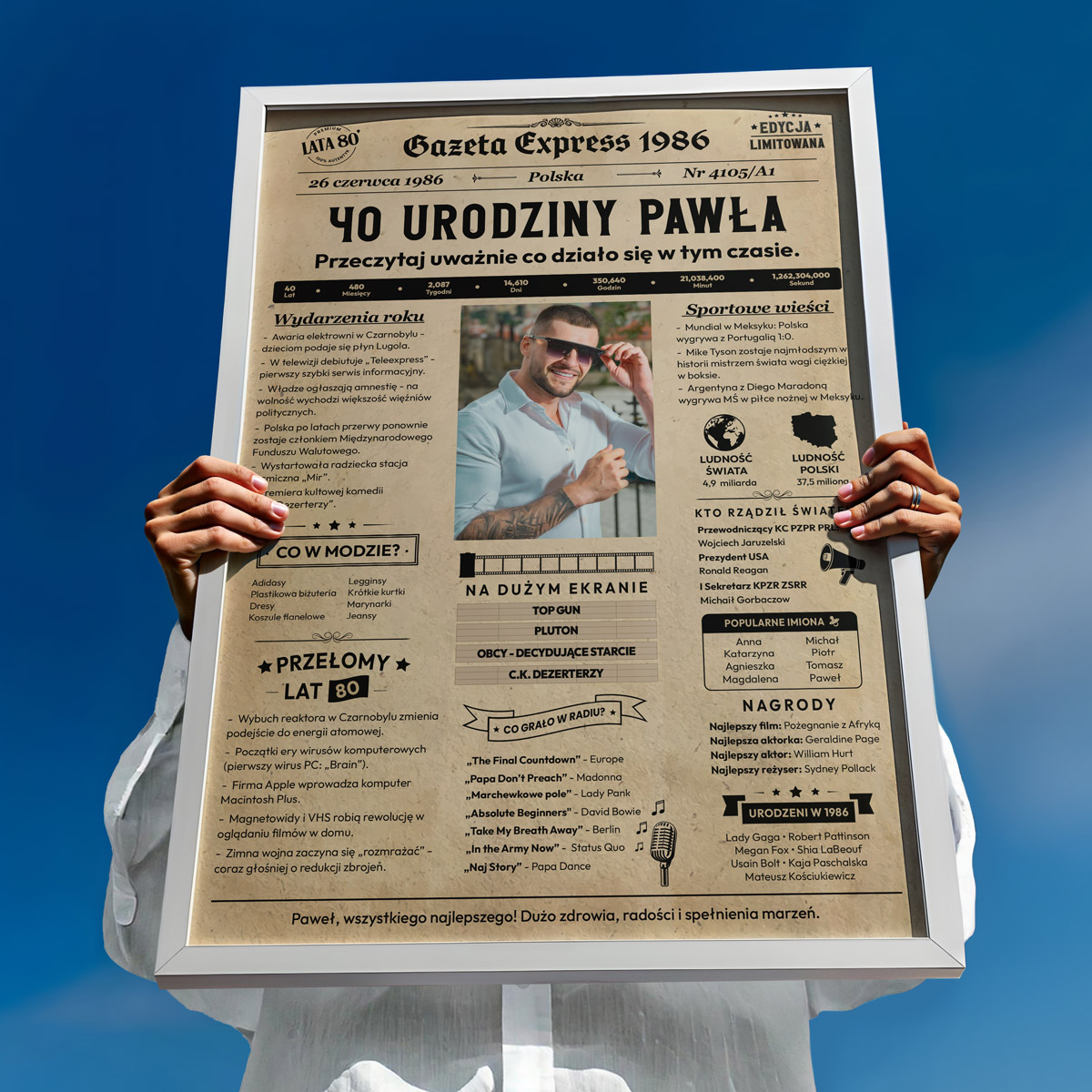 Personalizowany Plakat Gazeta Urodzinowa - Prezent na 40 Urodziny