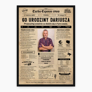 Personalizowany plakat gazeta na 60 urodziny prezent z własnym zdjęciem