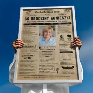 Personalizowany plakat gazeta na 60 urodziny prezent z własnym zdjęciem