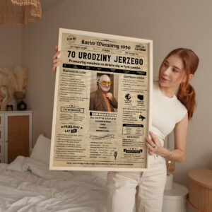 Personalizowany plakat gazeta na 70 urodziny ze zdjęciem jubilata