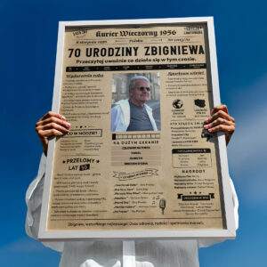 Personalizowany plakat gazeta na 70 urodziny ze zdjęciem jubilata