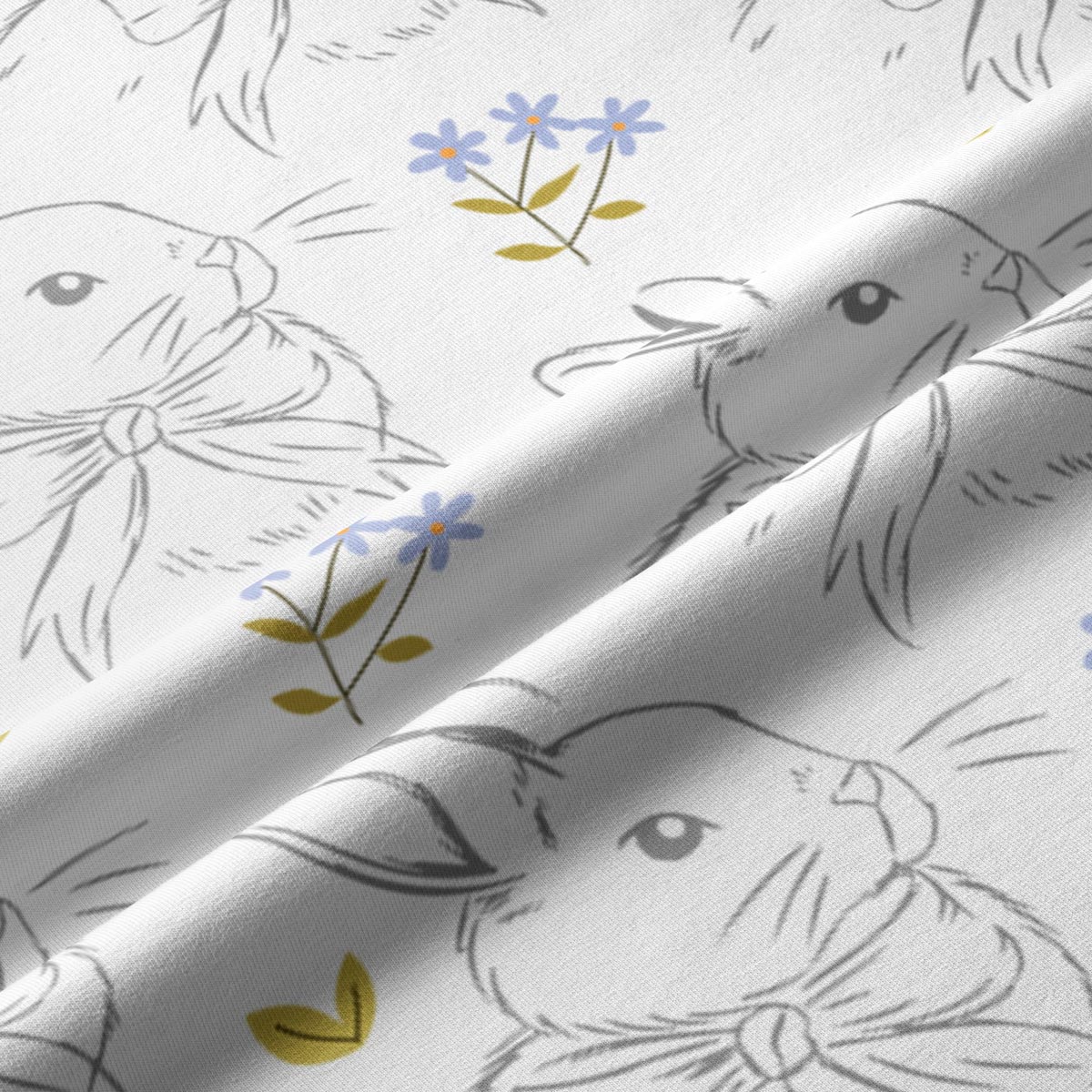 Zbliżenie na wzór bieżnika wielkanocnego biały w króliczki