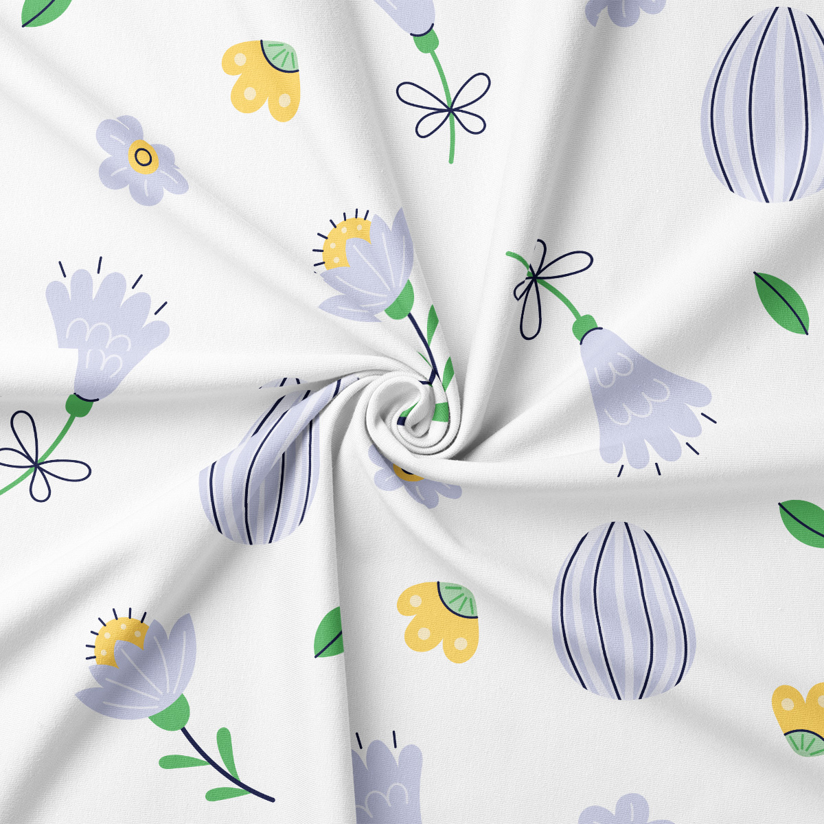 Zbliżenie tkaniny obrusu wielkanocnego z króliczkami