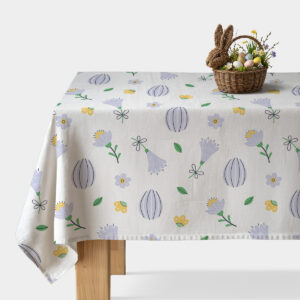 Obrus wielkanocny na wymiar z pastelowym wzorem króliczków i pisanek