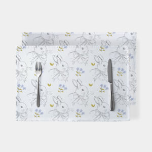 Podkładki wielkanocne 30x40 cm biały w króliczki na stole