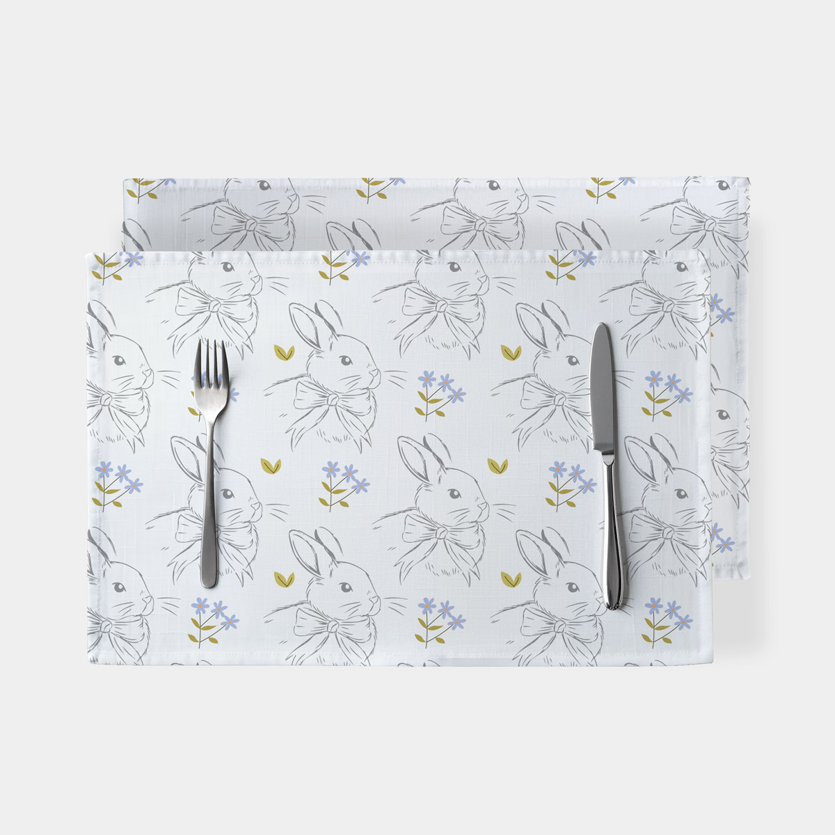 Podkładki wielkanocne 30x40 cm biały w króliczki na stole