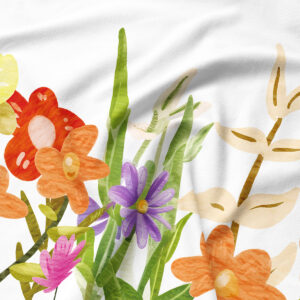 Podkładka z motywem malowanych łąkowych kwiatów, widok z góry