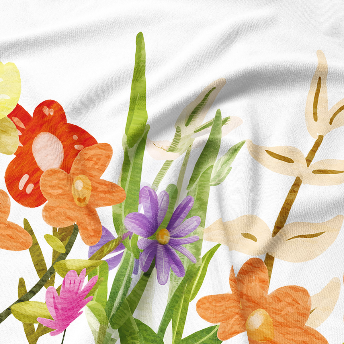 Podkładka z motywem malowanych łąkowych kwiatów, widok z góry