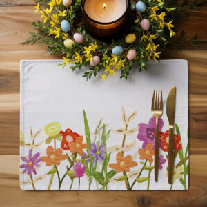 Podkładka z motywem malowanych łąkowych kwiatów, widok z góry