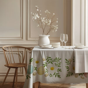 zbliżenie na fakturę tkaniny i delikatne, jasnozielone akcenty