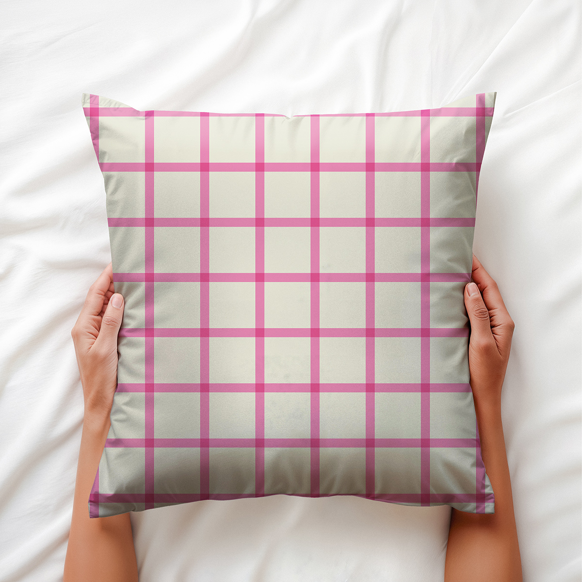 Detal wzoru kraty i miękkiej faktury tkaniny, zbliżenie