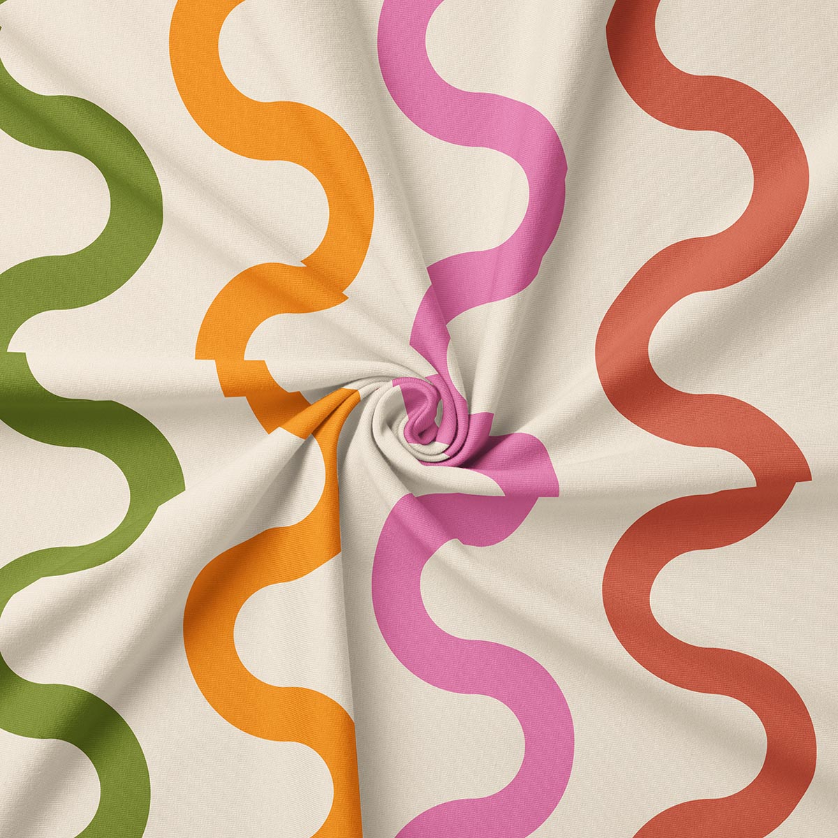 zbliżenie na fakturę tkaniny i intensywne, faliste paski wzoru