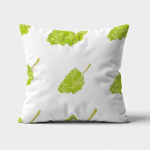 Poduszka dekoracyjna z akwarelowym wzorem zielonych kiści winogron na jasnym tle — główne ujęcie produktu