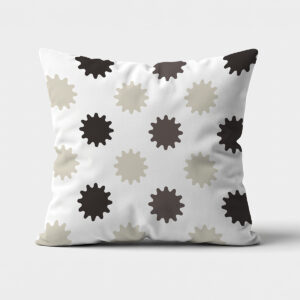 Główne ujęcie poduszki dekoracyjnej z białym tłem i regularnymi gwiazdkowymi rozbłyskami w beżu i brązie