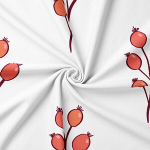 Zbliżenie na tkaninę obrusową pokazujące detal gałązki i strukturę materiału