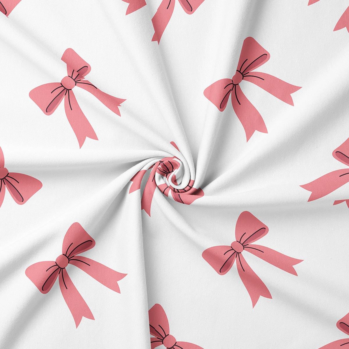 zbliżenie na tkaninę i detal różowej kokardki na jasnym tle