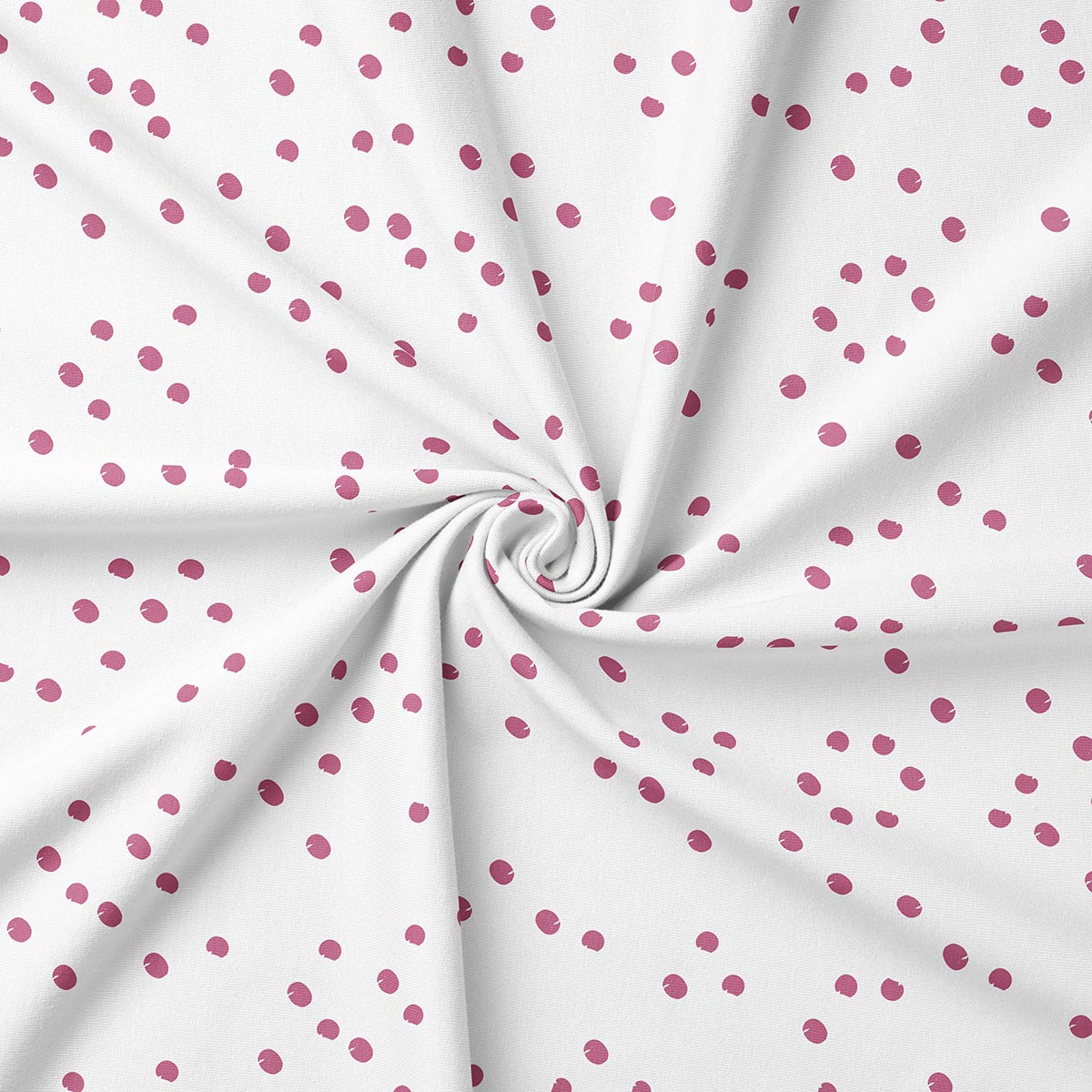 Zbliżenie na tkaninę ukazujące nieregularny, lekko malowany wzór kropek