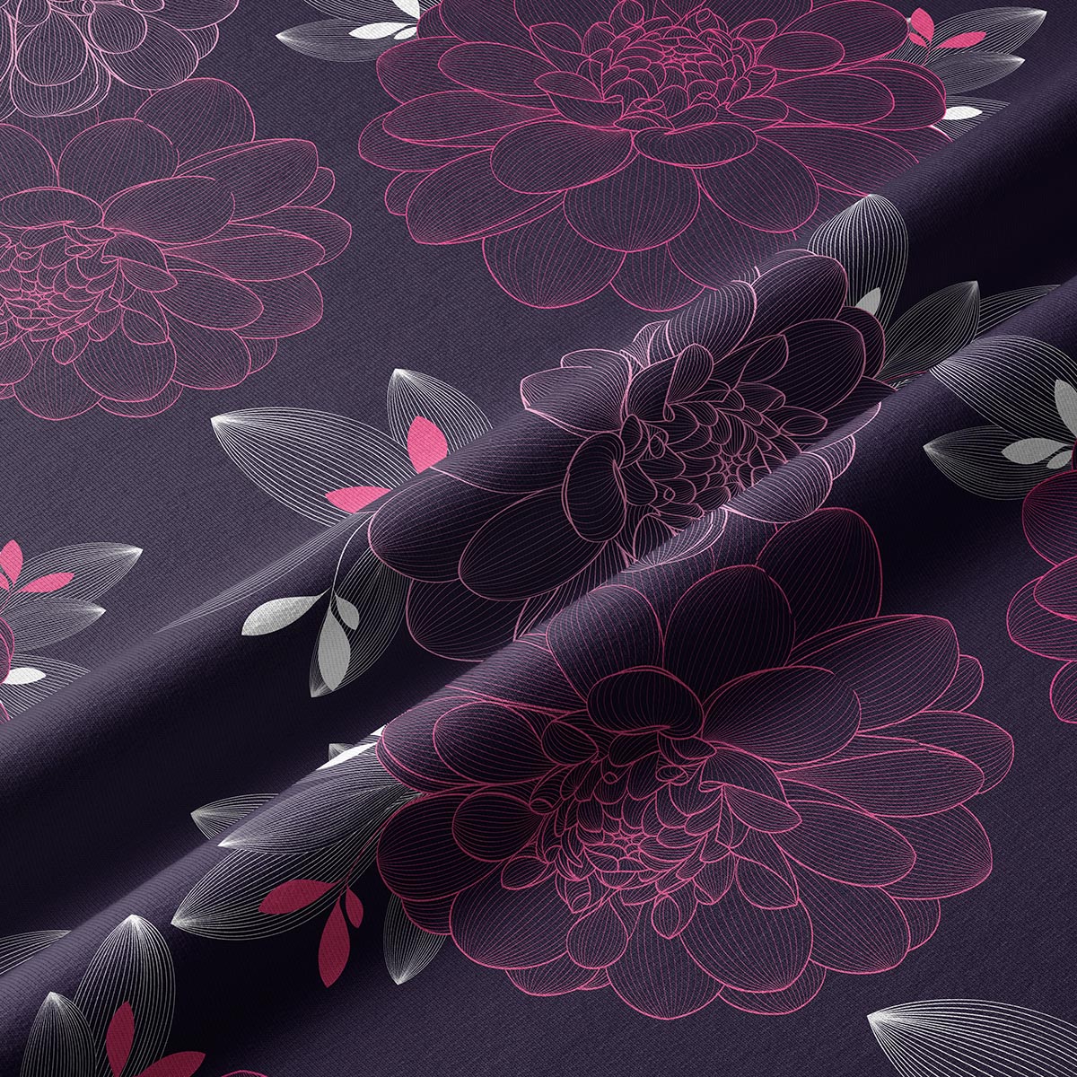 zbliżenie detalu tkaniny pokazujące cienkie różowe i szare linie kwiatu