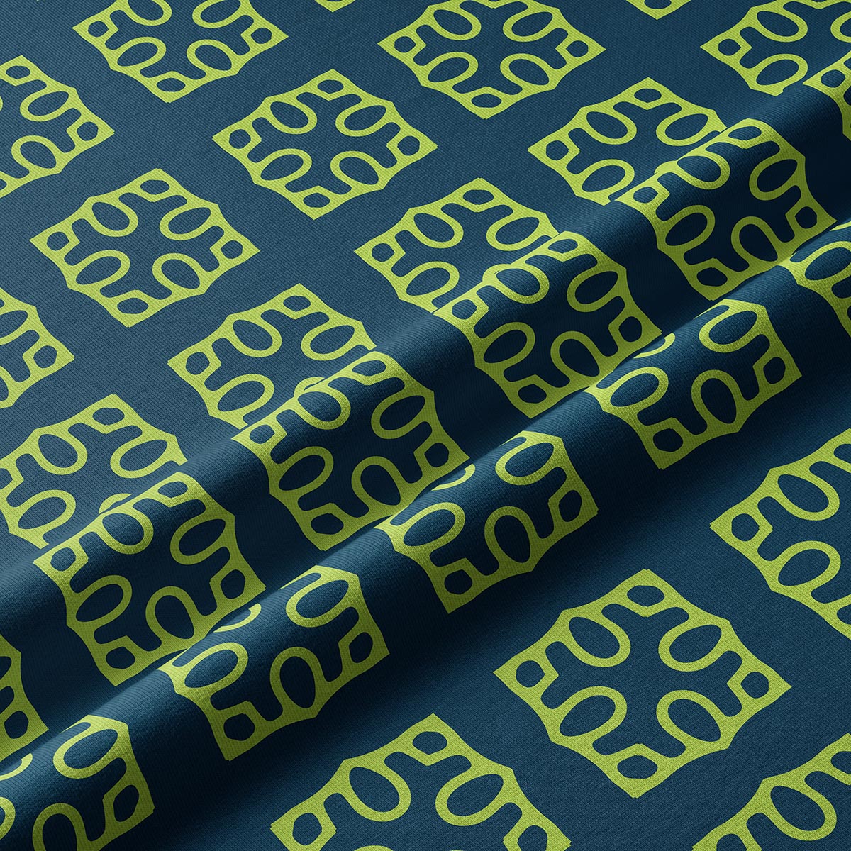 Zbliżenie na fakturę materiału i powtarzalny geometryczny wzór limonkowych kafelków