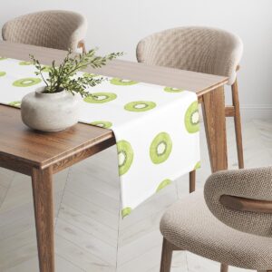 widok boczny bieżnika na stole pokazujący rozmieszczenie wzoru i naturalne dodatki