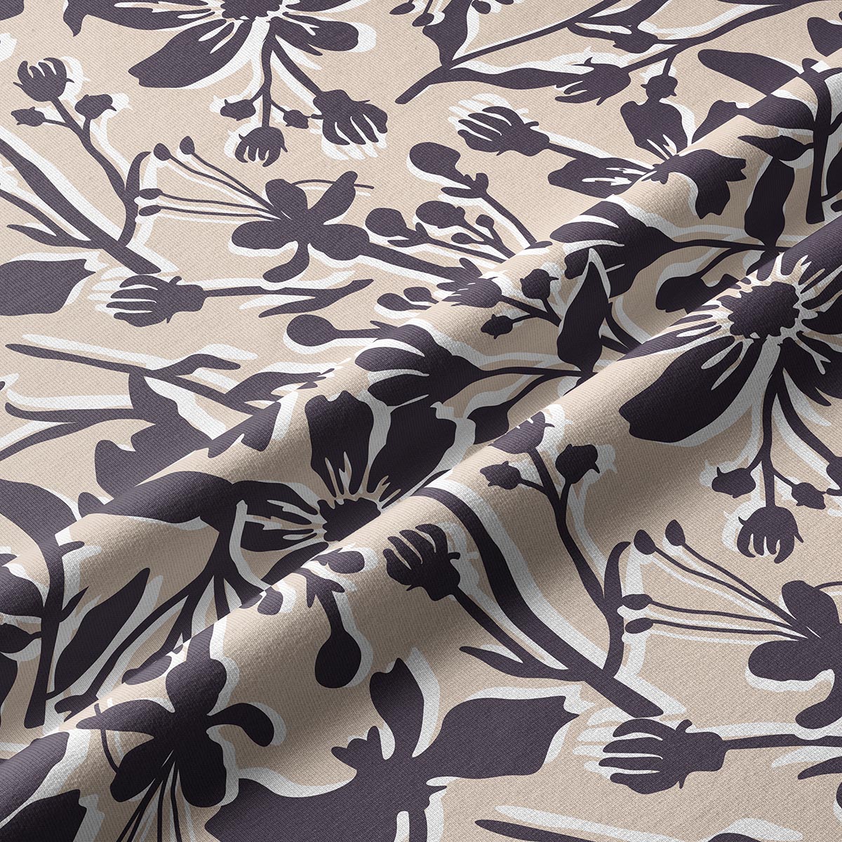 Zbliżenie na fakturę tkaniny i szczegóły kwiatowego nadruku