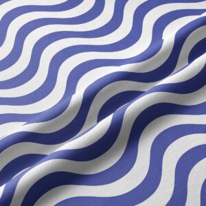 Zbliżenie na materiał i niebiesko-białe fale pokazujące strukturę tkaniny