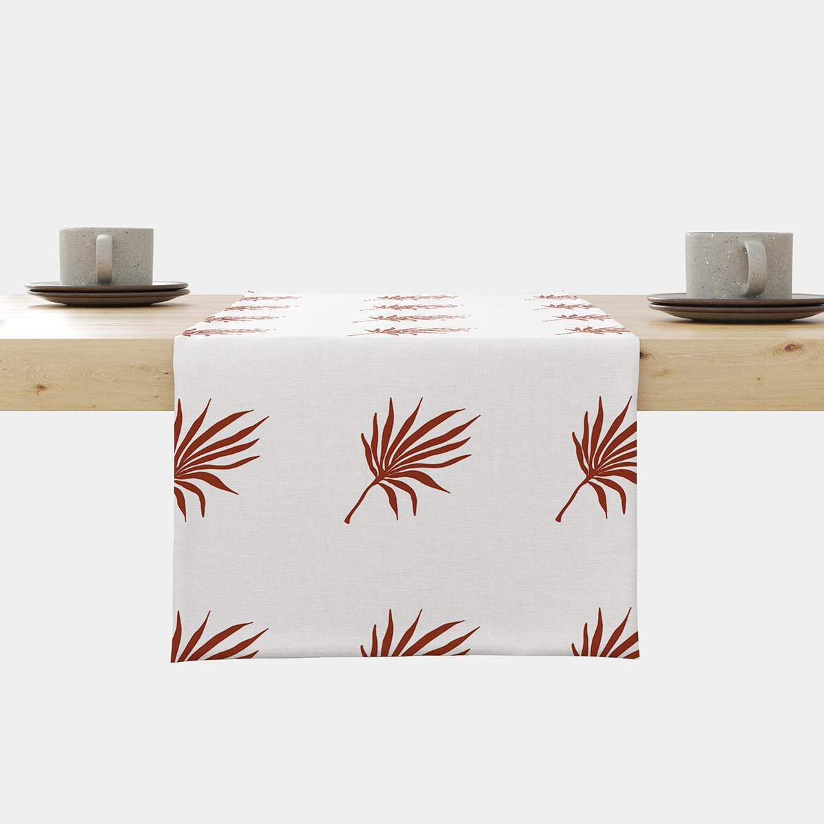 główne ujęcie bieżnika z palmowymi liśćmi na jasnym tle