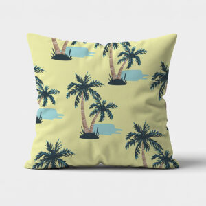 Główne ujęcie poduszki z motywem palm na jasnym tle