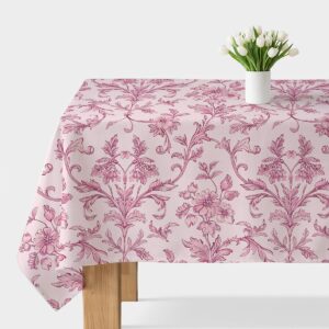 Obrus na stole z różowym, kwiatowym ornamentem - widok główny