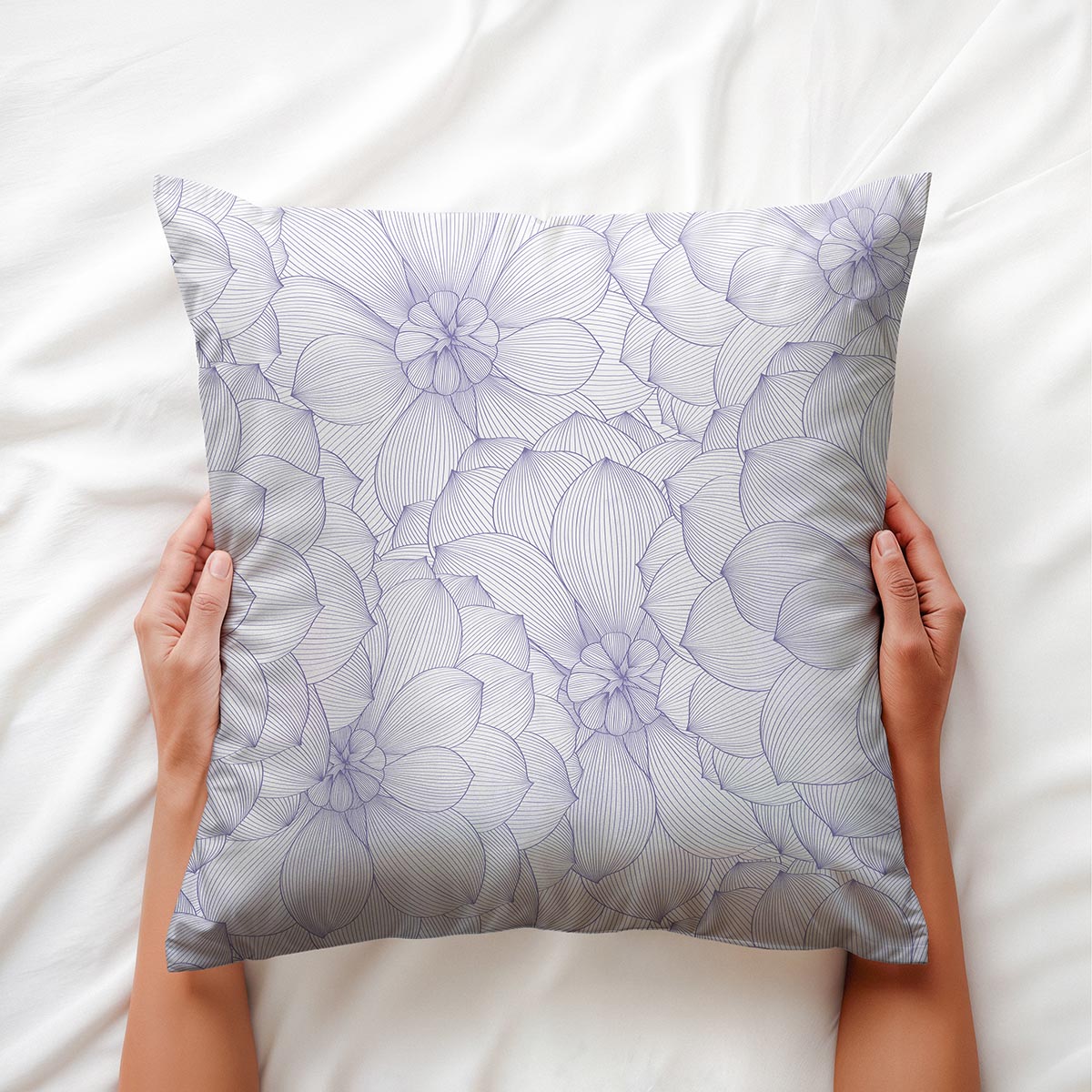 Zbliżenie na detal cienkich lawendowych linii tworzących kwiatowy motyw