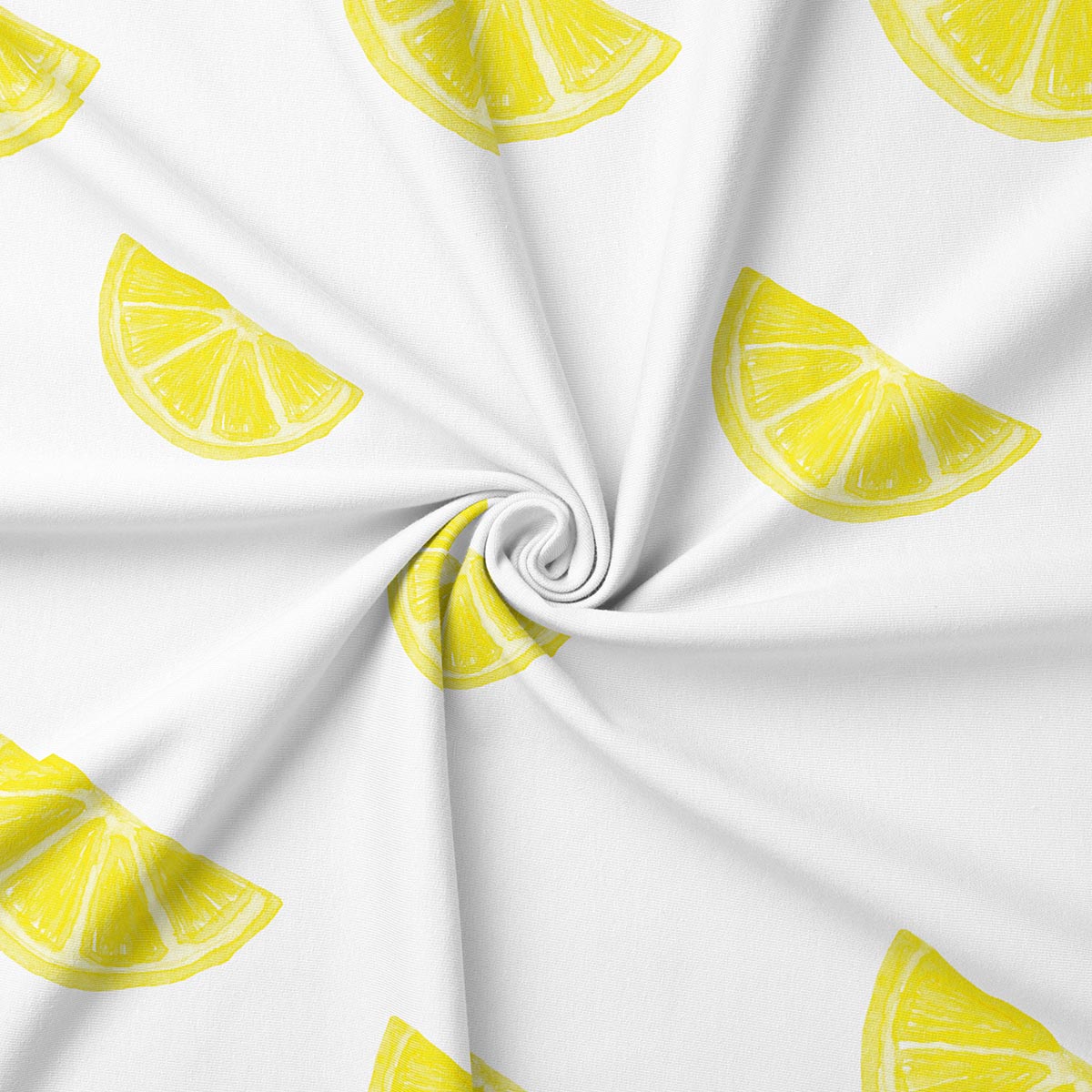 Zbliżenie na strukturę materiału i nadruk plasterków cytryny