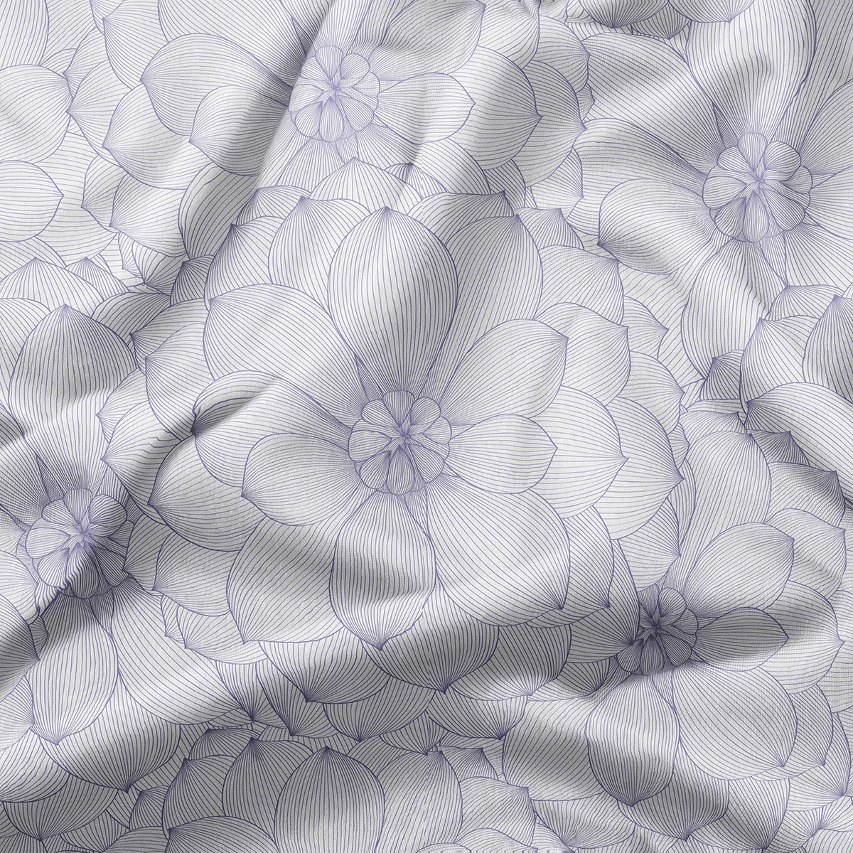 Zbliżenie na misternie rysowane płatki i cienkie linie tworzące kwiatowy wzór