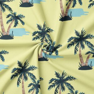 Zbliżenie na wzór palm i teksturę tkaniny z efektem skręcenia materiału