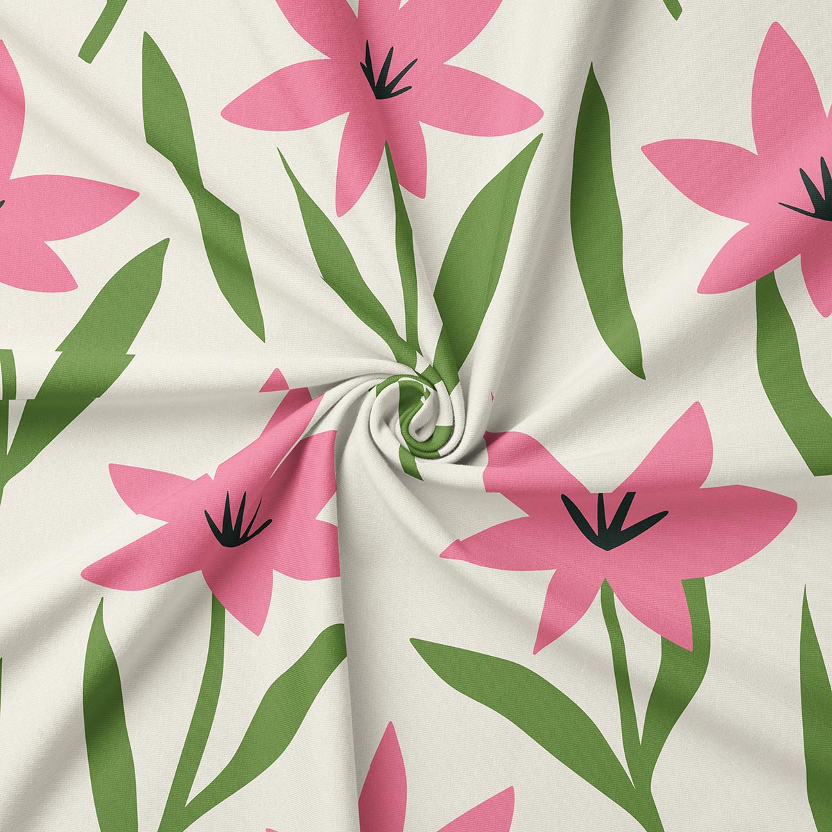 Zbliżenie na fakturę materiału i detale różowego wzoru kwiatowego