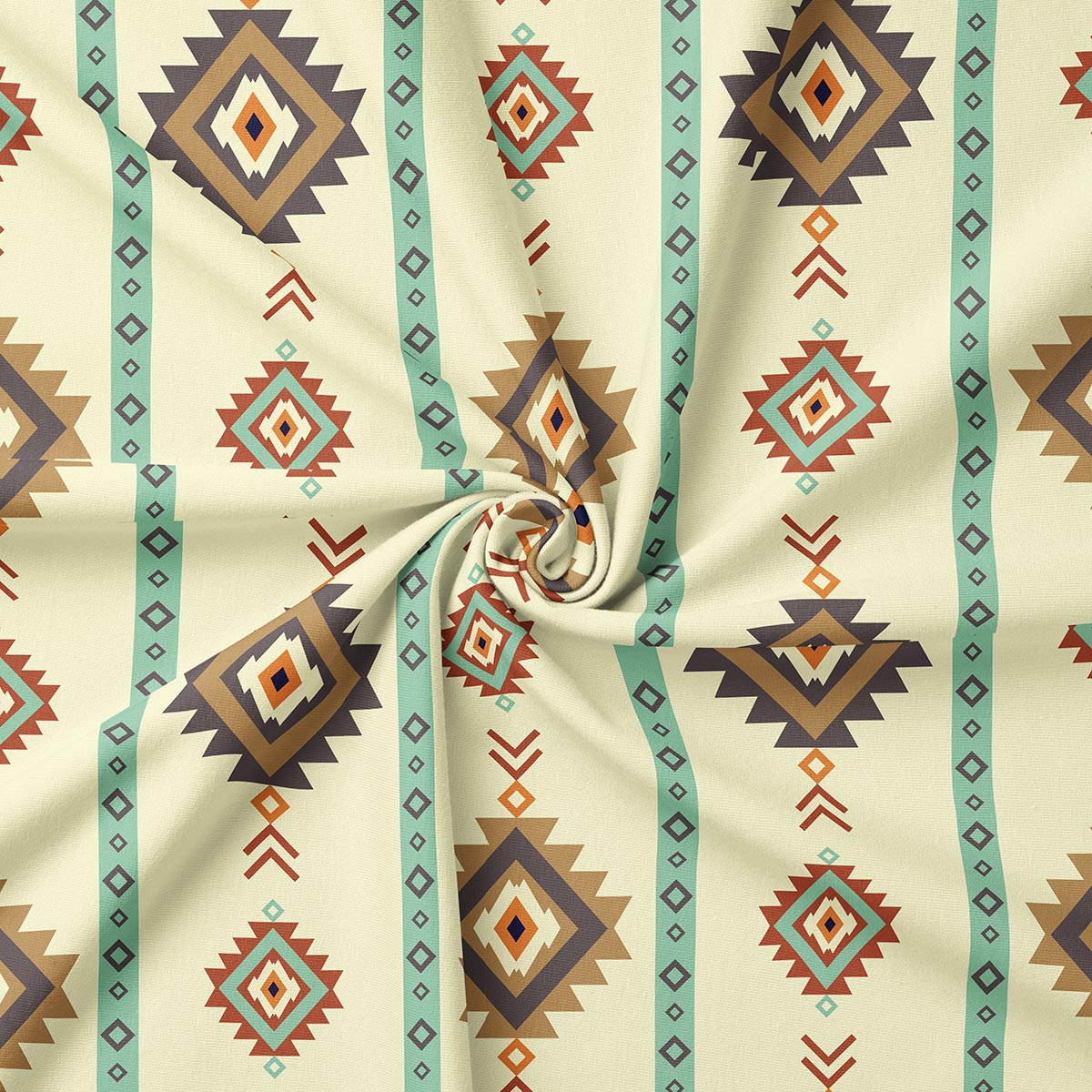 Detale tkaniny ze zbliżeniem na geometryczne romby i fakturę materiału