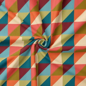 Zbliżenie na materiał z geometrycznym wzorem ukazujące fakturę tkaniny