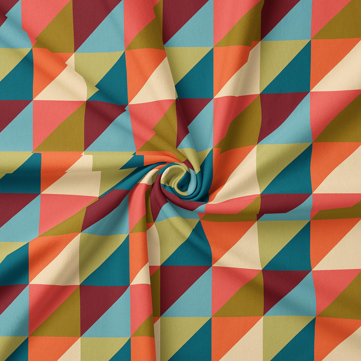 Zbliżenie na materiał z geometrycznym wzorem ukazujące fakturę tkaniny